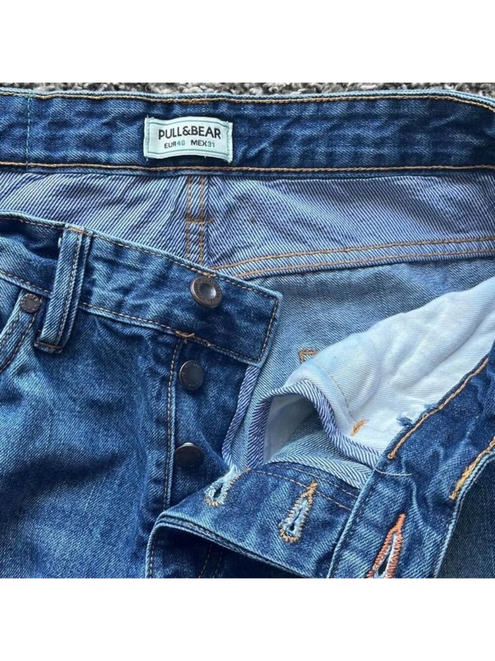 Pull&Bear Women's Navy Blue Denim Jeans Size 8 Straight Leg Utility Casual Spain - Picture 2 of 7